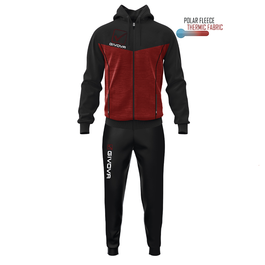 TR018P TUTA VISA MELANGE CON CAPPUCCIO POLARFLEECE